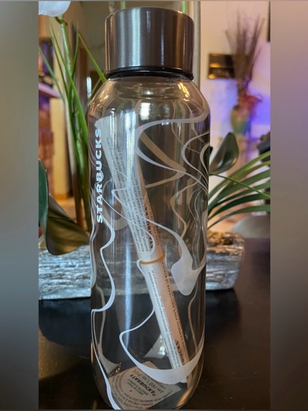 New Starbucks glass water bottle tumbler, Smokey grey marble wave 20 oz